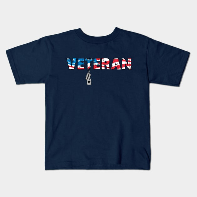 Veteran US Flag Kids T-Shirt by BoneheadGraphix